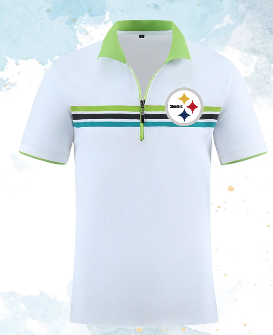 Pittsburgh Steelers white Men 2025 NFL polo T shirt->nfl t-shirts->Sports Accessory